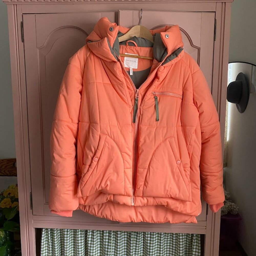 Anthropologie Coral Puffer Jacket